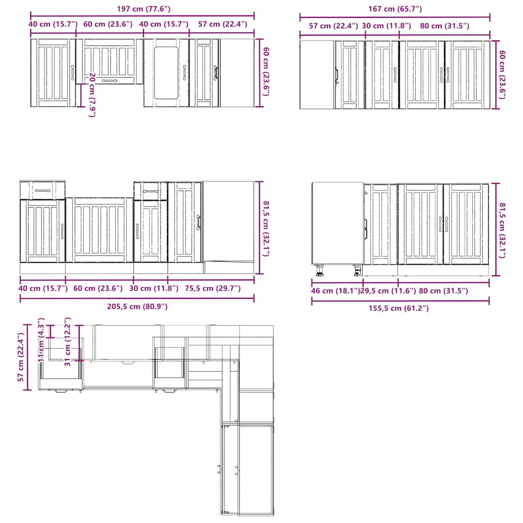 11 Piece Kitchen Cabinet Set Kalmar Engineered Wood