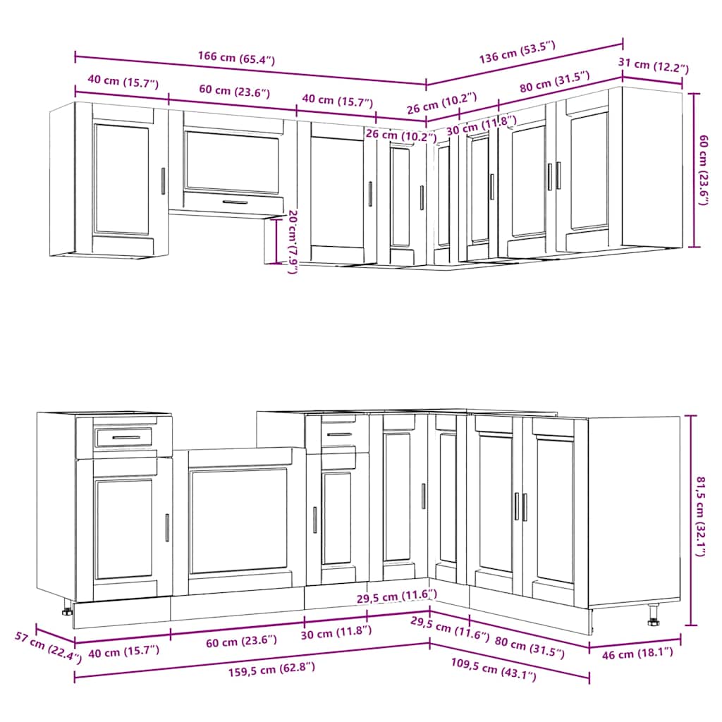 11 Piece Kitchen Cabinet Set Engineered Wood