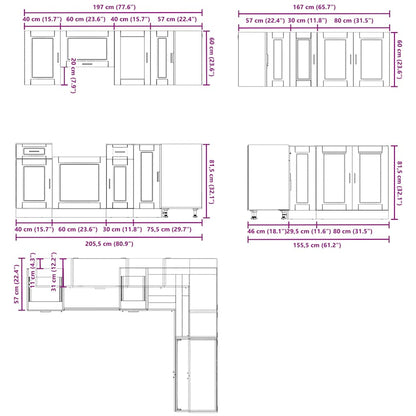 11 Piece Kitchen Cabinet Set Engineered Wood