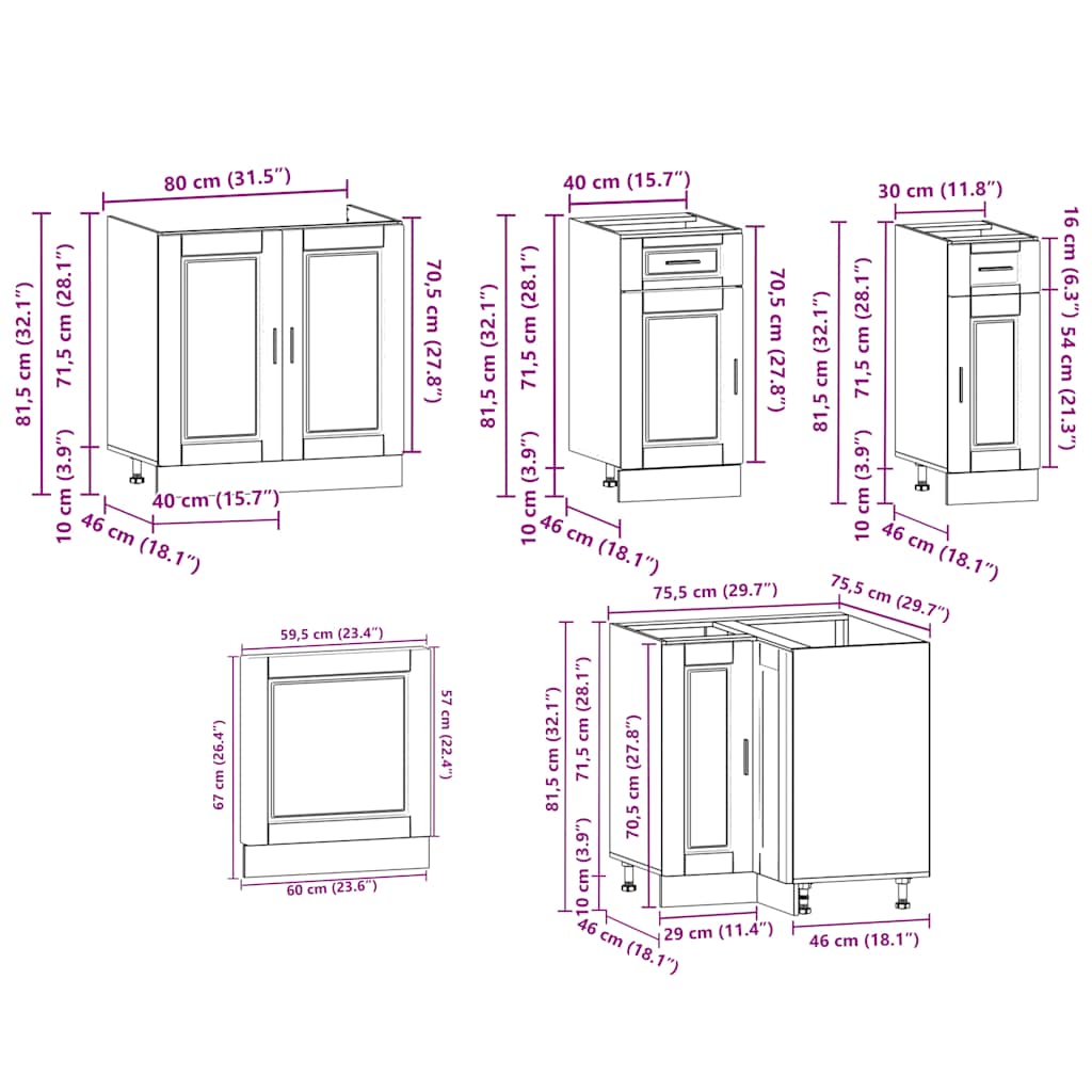 11 Piece Kitchen Cabinet Set Engineered Wood