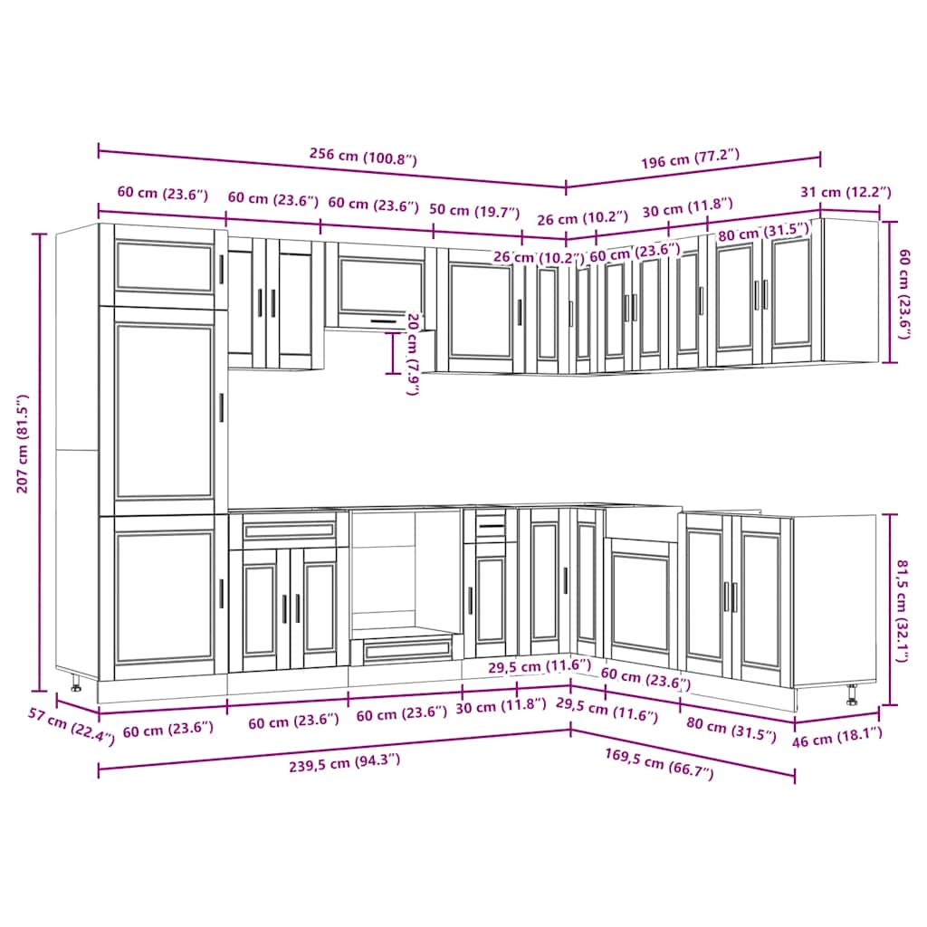14 Piece Kitchen Cabinet Set Porto Engineered Wood