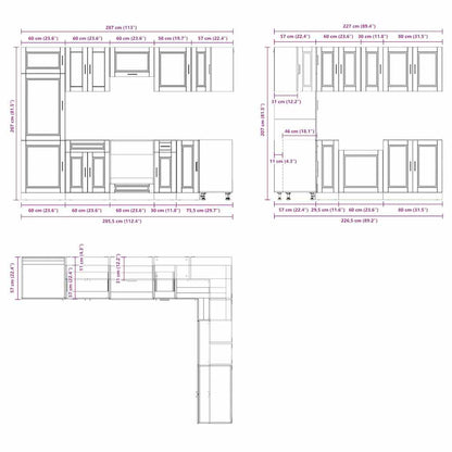 14 Piece Kitchen Cabinet Set Porto Engineered Wood