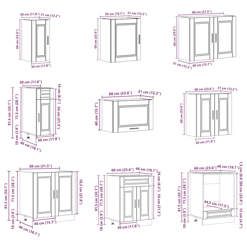 14 Piece Kitchen Cabinet Set Porto Engineered Wood