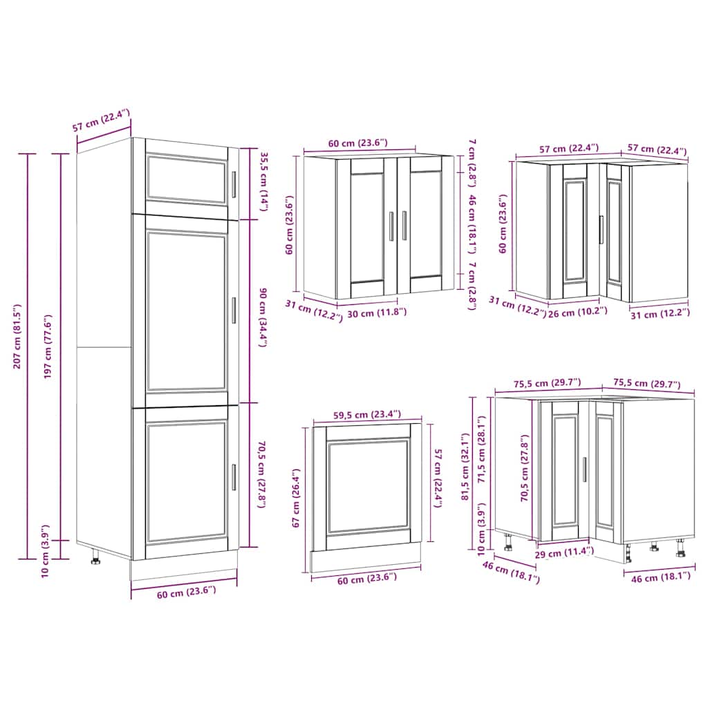 14 Piece Kitchen Cabinet Set Porto Engineered Wood