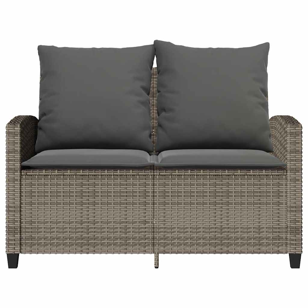 Garden Sofa 2-Seater With Cushions&Table Poly Rattan