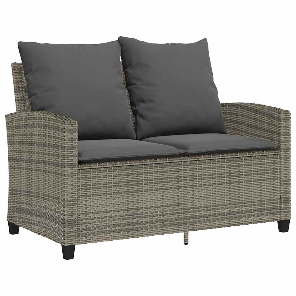 Garden Sofa 2-Seater With Cushions&Table Poly Rattan