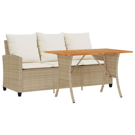 Garden Sofa 3-Seater With Cushions&Table Poly Rattan