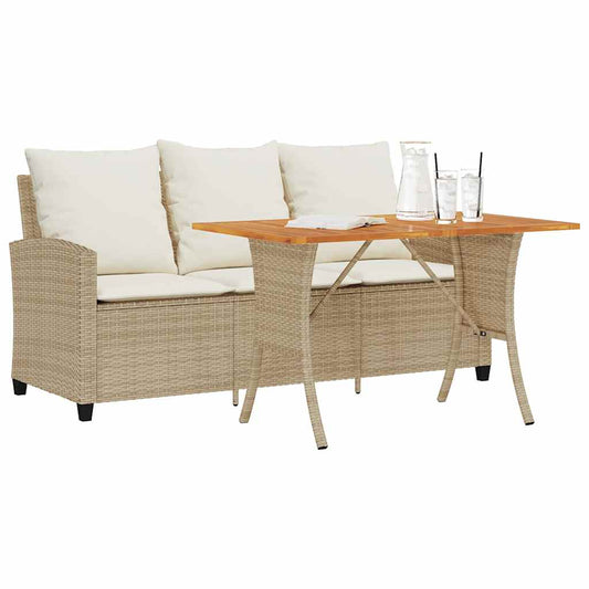 Garden Sofa 3-Seater With Cushions&Table Poly Rattan