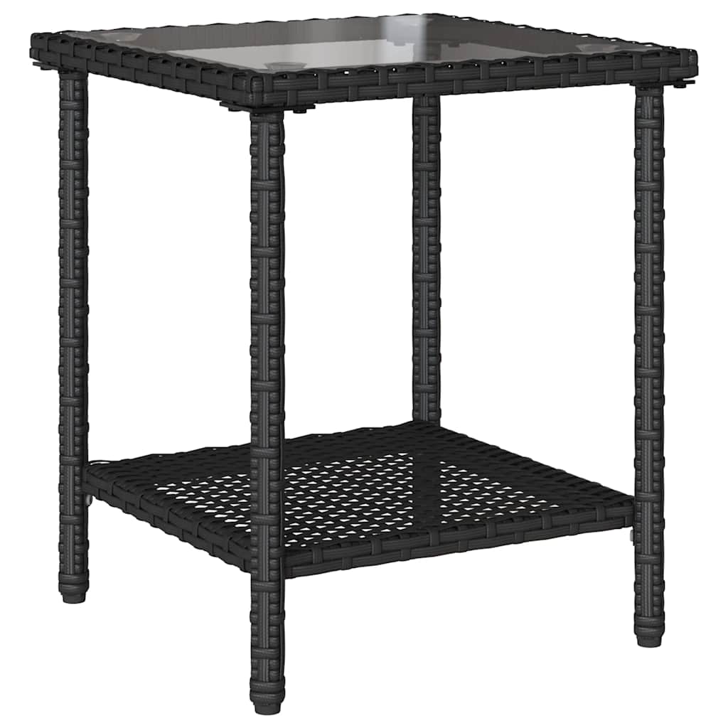 Garden Sofa With Table&Cushions L-Shaped Black Poly Rattan