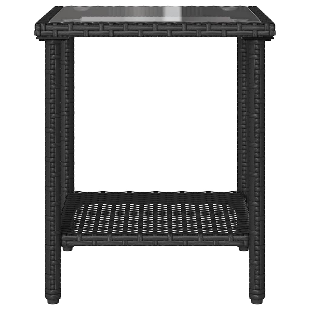 Garden Sofa With Table&Cushions L-Shaped Black Poly Rattan
