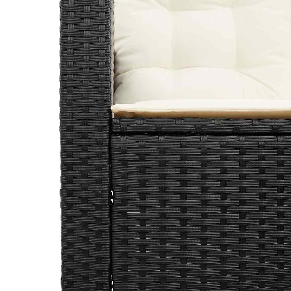 Garden Sofa With Table&Cushions L-Shaped Black Poly Rattan